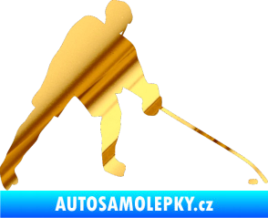 Samolepka Hokejista 002 pravá chrom fólie zlatá zrcadlová