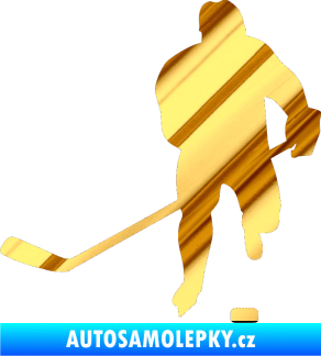 Samolepka Hokejista 008 levá chrom fólie zlatá zrcadlová
