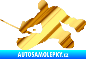 Samolepka Hokejista 015 levá brankář chrom fólie zlatá zrcadlová