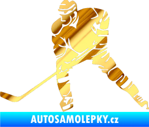 Samolepka Hokejista 026 levá chrom fólie zlatá zrcadlová