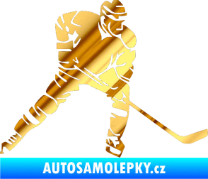 Samolepka Hokejista 026 pravá chrom fólie zlatá zrcadlová
