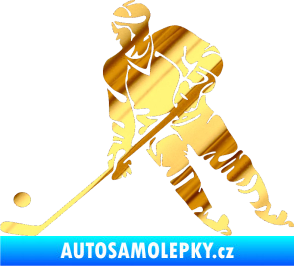 Samolepka Hokejista 027 levá chrom fólie zlatá zrcadlová