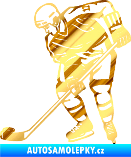 Samolepka Hokejista 029 levá chrom fólie zlatá zrcadlová