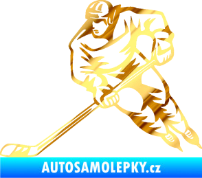 Samolepka Hokejista 030 levá chrom fólie zlatá zrcadlová