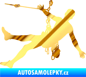 Samolepka Horolezec 002 pravá chrom fólie zlatá zrcadlová
