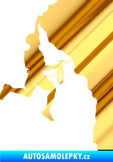Samolepka Horolezec 003 pravá chrom fólie zlatá zrcadlová