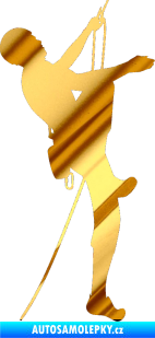 Samolepka Horolezec 001 pravá chrom fólie zlatá zrcadlová