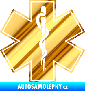 Samolepka Hvězda života jednobarevná chrom fólie zlatá zrcadlová