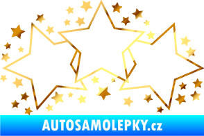 Samolepka Hvězdy a hvězdičky dekor chrom fólie zlatá zrcadlová