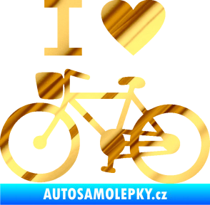 Samolepka I love cycling levá chrom fólie zlatá zrcadlová