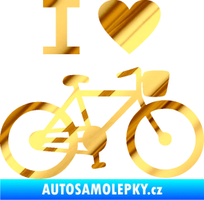 Samolepka I love cycling pravá chrom fólie zlatá zrcadlová