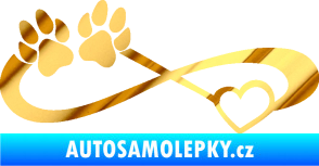Samolepka Infinity 003 pravá srdce a tlapky chrom fólie zlatá zrcadlová