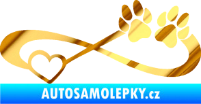Samolepka Infinity 003 levá srdce a tlapky chrom fólie zlatá zrcadlová