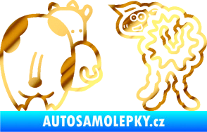 Samolepka JDM kravička a ovečka 001 levá chrom fólie zlatá zrcadlová