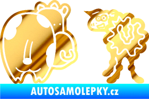 Samolepka JDM kravička a ovečka 002 levá chrom fólie zlatá zrcadlová