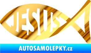 Samolepka Jesus rybička 003 křesťanský symbol chrom fólie zlatá zrcadlová