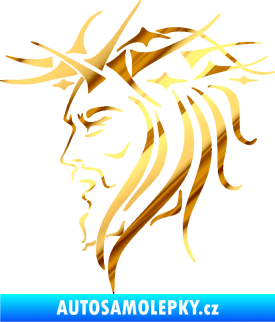 Samolepka Ježíš 002 levá chrom fólie zlatá zrcadlová