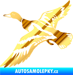 Samolepka Kachna divoká 001 levá kačer chrom fólie zlatá zrcadlová