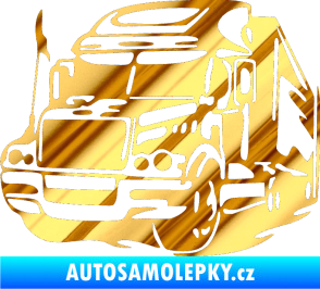 Samolepka Kamion 002 levá nákladní auto chrom fólie zlatá zrcadlová
