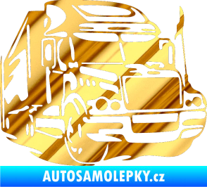 Samolepka Kamion 002 pravá nákladní auto chrom fólie zlatá zrcadlová