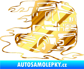 Samolepka Kamion 003 pravá nákladní auto chrom fólie zlatá zrcadlová