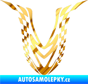 Samolepka Kapota 006 šachovnice chrom fólie zlatá zrcadlová