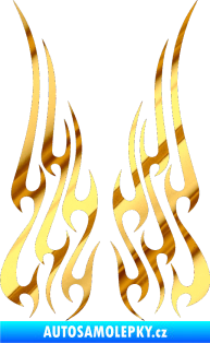 Samolepka Kapota 019 plameny chrom fólie zlatá zrcadlová