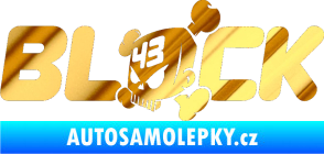 Samolepka Kenblock lebka s napisem chrom fólie zlatá zrcadlová
