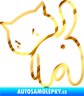 Samolepka Kočičí zadek 003 levá chrom fólie zlatá zrcadlová