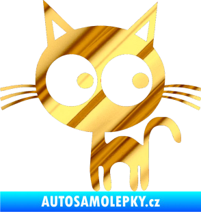 Samolepka Kočička 001 levá chrom fólie zlatá zrcadlová