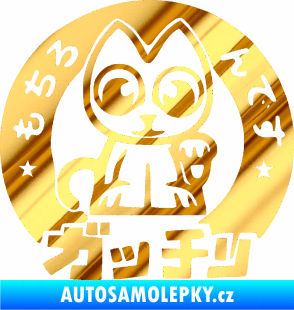 Samolepka Kočička lucky cat JDM 002  chrom fólie zlatá zrcadlová