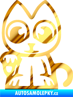 Samolepka Kočička lucky cat JDM levá chrom fólie zlatá zrcadlová