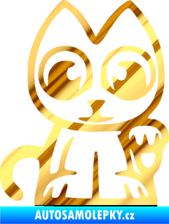 Samolepka Kočička lucky cat JDM pravá chrom fólie zlatá zrcadlová