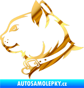 Samolepka Kočka 003 levá chrom fólie zlatá zrcadlová