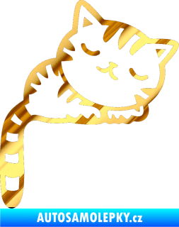 Samolepka Kočka 004 pravá chrom fólie zlatá zrcadlová