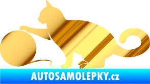 Samolepka Kočka 011 levá chrom fólie zlatá zrcadlová