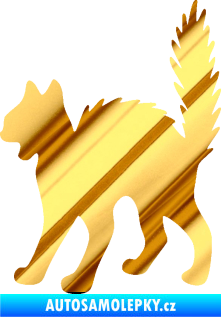 Samolepka Kočka 013 levá chrom fólie zlatá zrcadlová