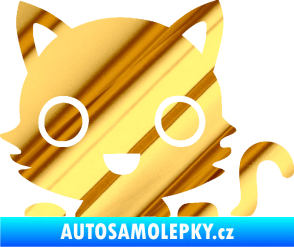 Samolepka Kočka 014 pravá kočka v autě chrom fólie zlatá zrcadlová