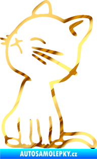 Samolepka Kočka 016 levá chrom fólie zlatá zrcadlová