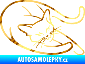 Samolepka Kočka 022 pravá chrom fólie zlatá zrcadlová