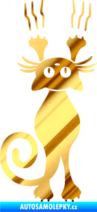 Samolepka Kočka 023 levá s drápanci chrom fólie zlatá zrcadlová