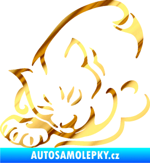 Samolepka Kočka 030 levá chrom fólie zlatá zrcadlová