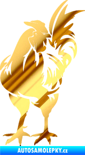 Samolepka Kohout 004 pravá chrom fólie zlatá zrcadlová