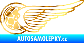 Samolepka Kolo s křídlem levá chrom fólie zlatá zrcadlová