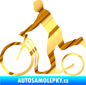Samolepka Koloběžka 001 levá jízda  chrom fólie zlatá zrcadlová