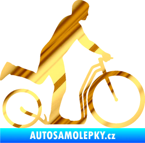 Samolepka Koloběžka 001 pravá jízda  chrom fólie zlatá zrcadlová
