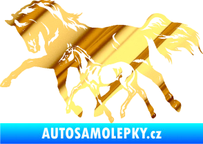 Samolepka Koníci 003 levá kobylka s hříbětem chrom fólie zlatá zrcadlová