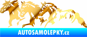 Samolepka Koníci 004 levá stádo chrom fólie zlatá zrcadlová