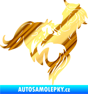 Samolepka Koníci 007 pravá klisna s hříbětem chrom fólie zlatá zrcadlová