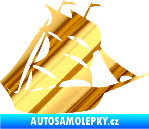 Samolepka Koráb 001 pravá chrom fólie zlatá zrcadlová